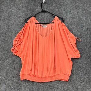Jennifer Lopez Coral Orange Cold Shoulder Top V Neck Women’s XL